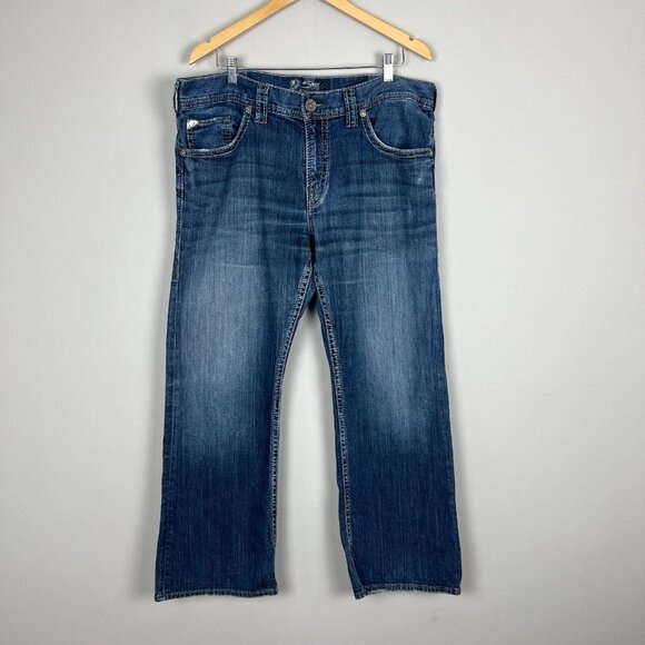 Silver‎ Jeans Co Zac Jeans Mens 36X30 Blue Denim Straight Leg Relaxed 5-Pocket - Picture 1 of 15